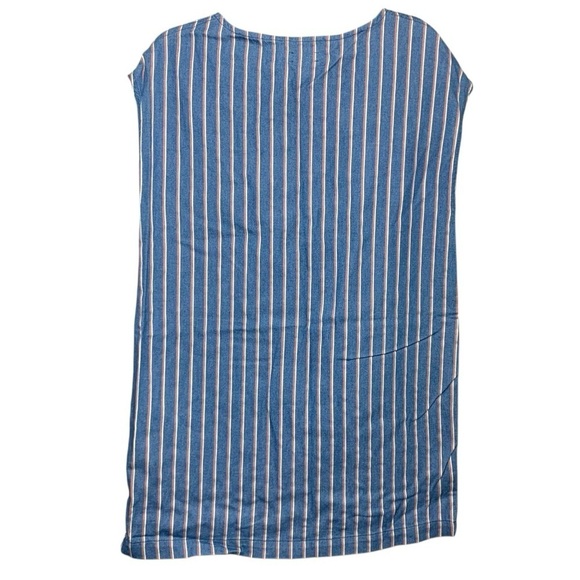 Wilfred Free Nori Blue Striped Mini Shirt Dress Sz S Relaxed Fit Chambray Denim - Picture 3 of 12